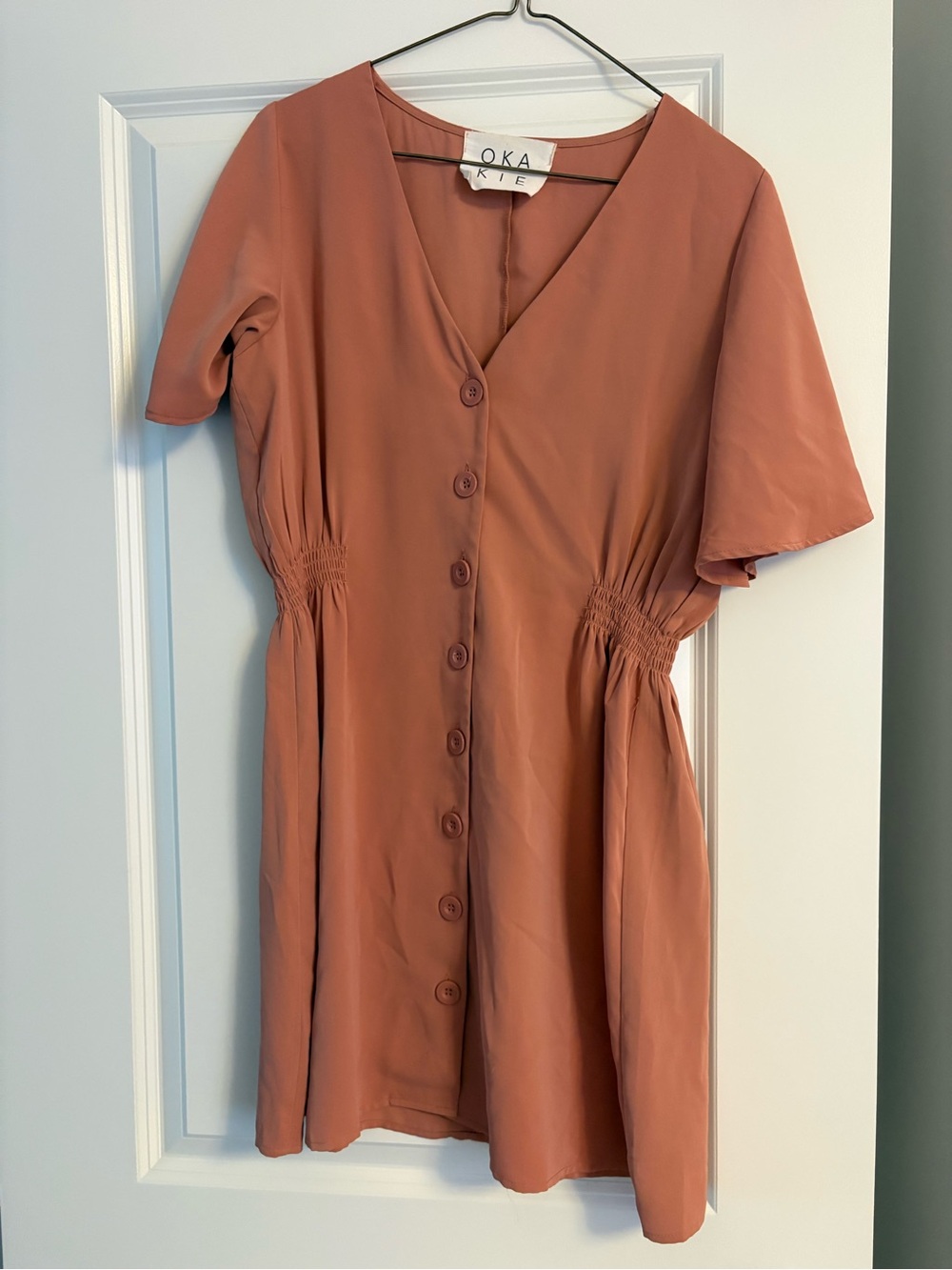 OAK + FORT Rust Button-Front Midi Dress